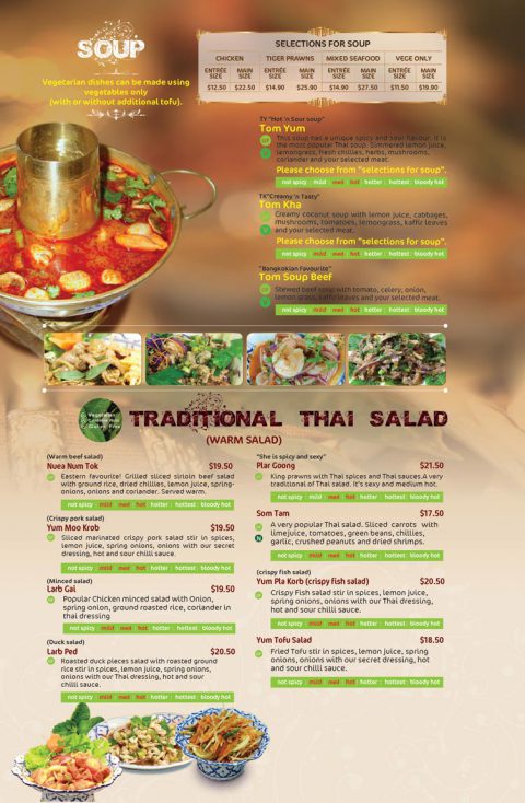 New Plymouth Diner Menu - Thai Chef Restaurant